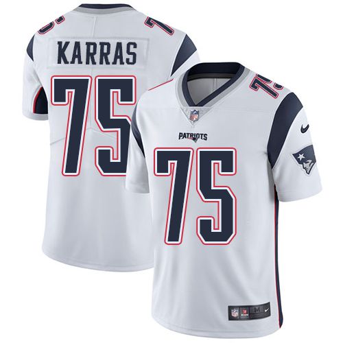Men New England Patriots #75 Ted Karras Nike White Limited NFL Jersey->new england patriots->NFL Jersey